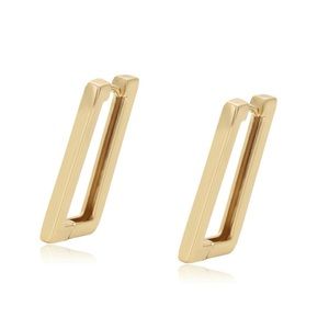 Rectangle Hoop Earrings 14k Gold Plated